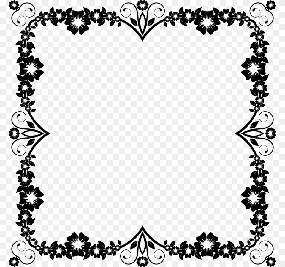 Flower Circle Border Black And White, Home Decor, Accessories, Art, Floral Design Png Image
