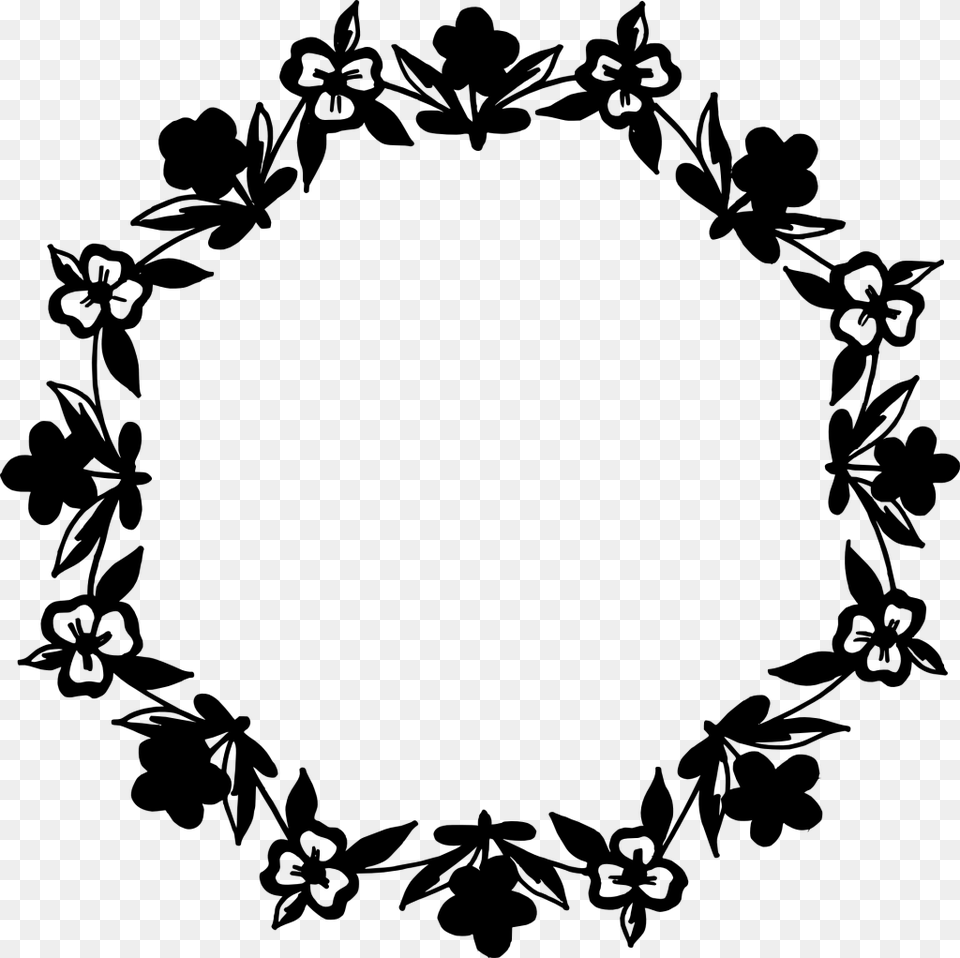 Flower Circle Clip Art, Gray Free Transparent Png