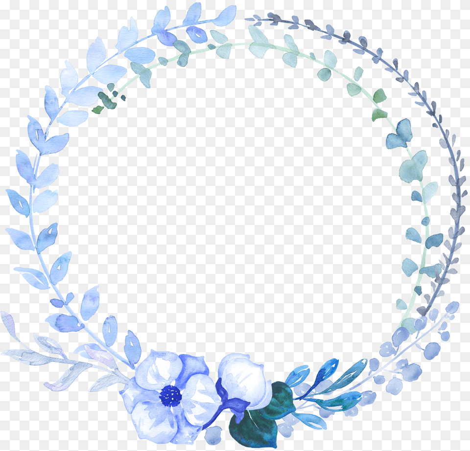 Flower Circle Clipart Blue Flower Wreath Free Png