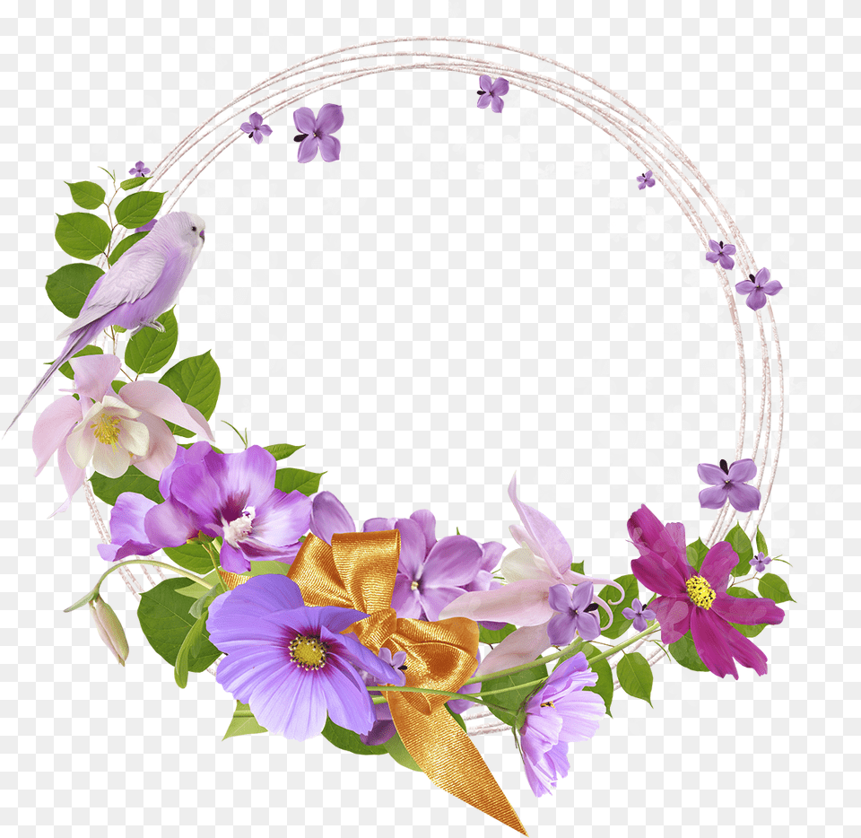 Flower Circle Flower Transparent Round Frame, Flower Arrangement, Plant, Purple, Petal Free Png
