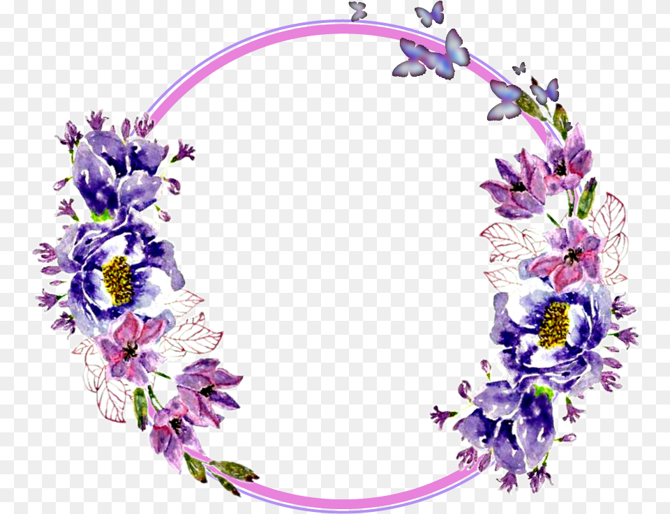 Flower Circle Flowers Stickers Garland Wreaths Flower, Accessories, Plant, Purple, Pattern Png Image