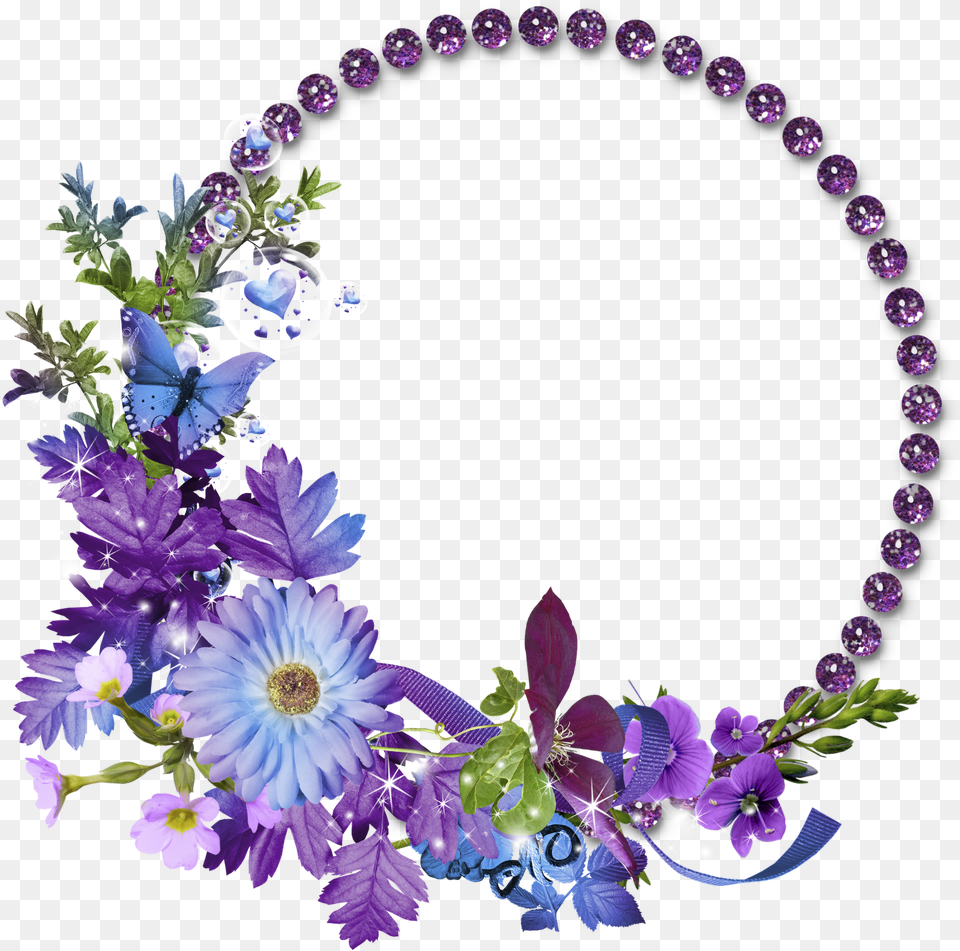 Flower Circle Frame Round Flower Frame, Accessories, Purple, Plant, Flower Arrangement Png Image
