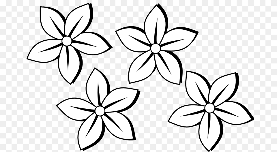 Flower Clip Art Black And White, Stencil, Pattern, Plant, Floral Design Png