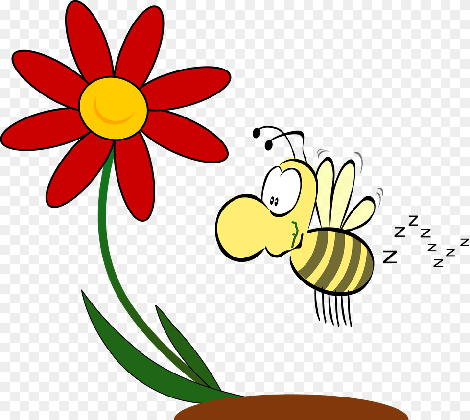 Flower Clipart, Daisy, Plant, Animal, Bee Png