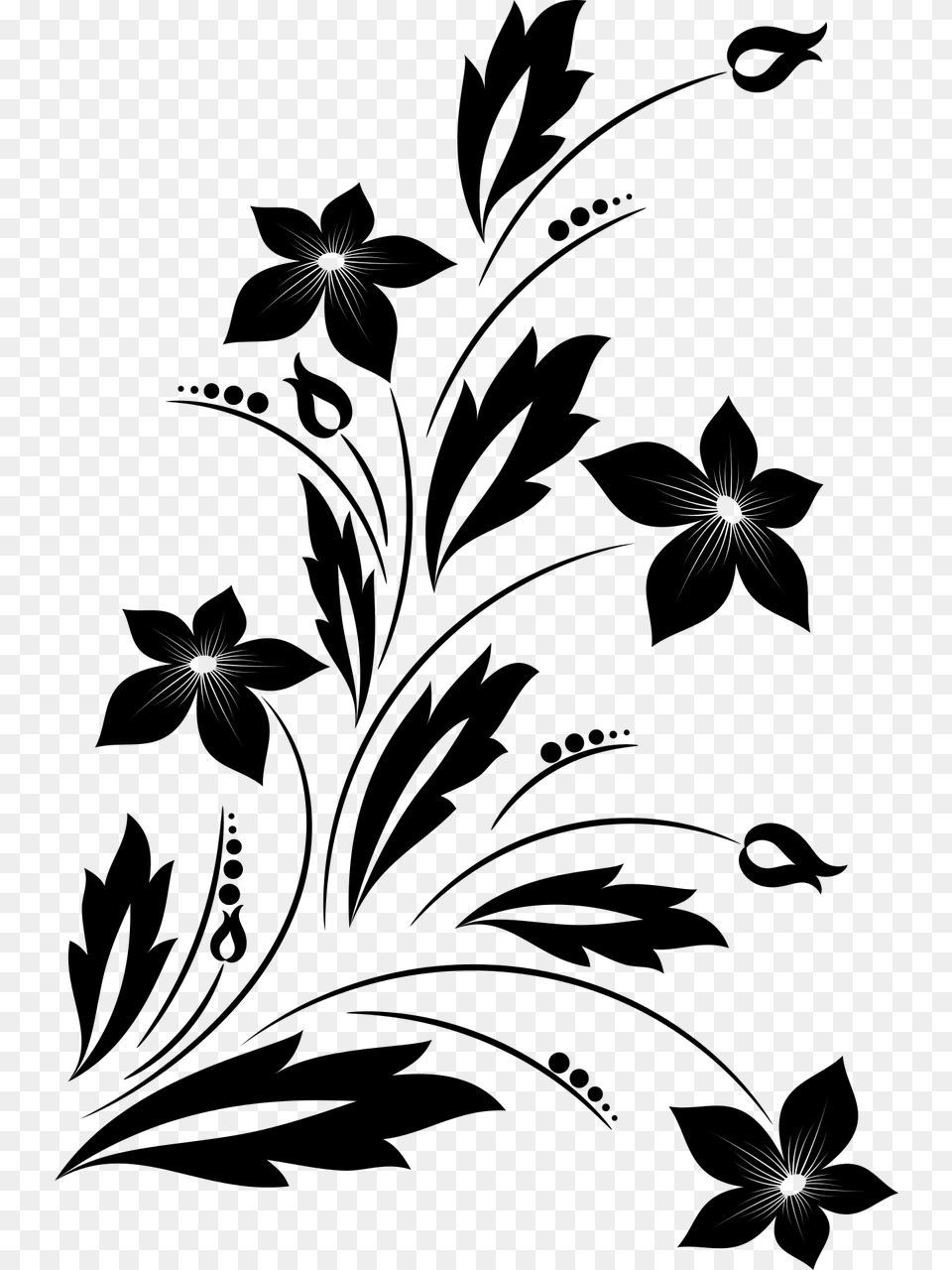 Flower Clipart Black And White, Gray Png Image
