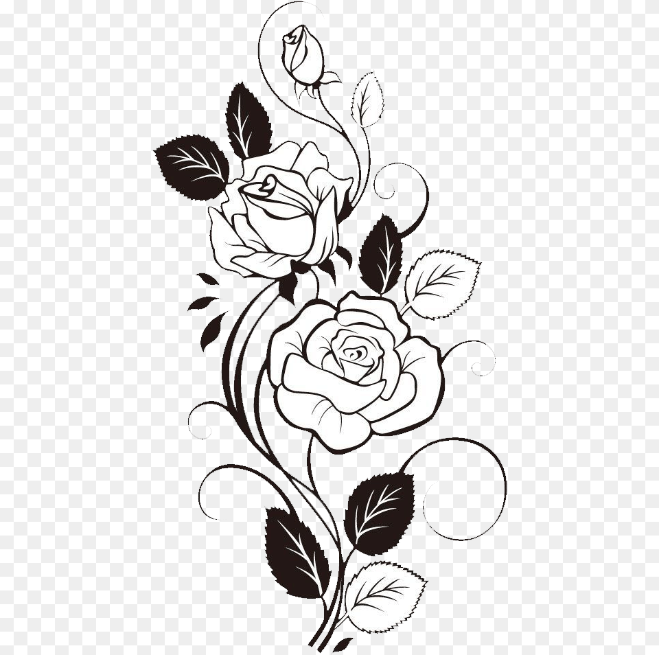 Flower Clipart Black And White Rose Drawing Black And White, Art, Floral Design, Graphics, Pattern Free Transparent Png