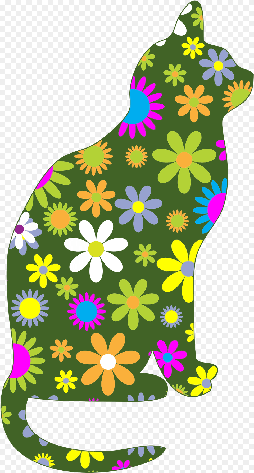 Flower Clipart Cat Transparent For Decorative, Animal, Mammal, Pet, Egyptian Cat Free Png