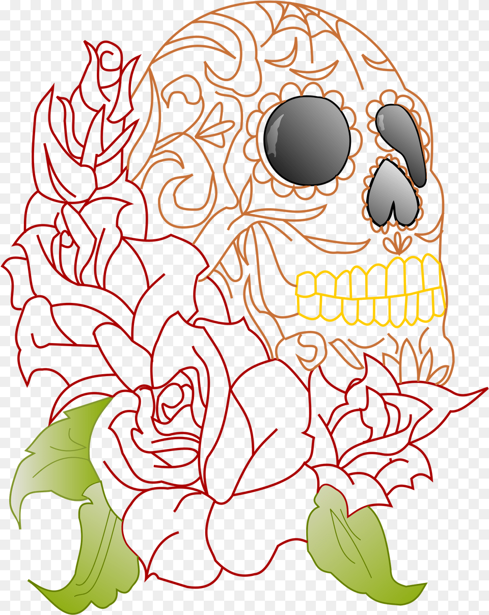 Flower Clipart Skull Picture Cool Rose And Skull Clipart, Art, Graphics, Pattern, Dynamite Free Png