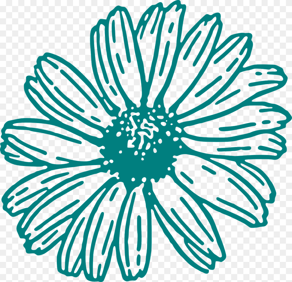 Flower Clipart Teal, Daisy, Plant, Turquoise, Dahlia Free Png