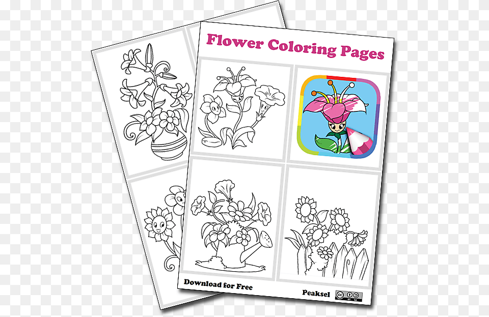 Flower Coloring Pages Cartoon, Publication, Book, Comics, Envelope Free Png