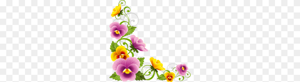 Flower Corner Border Clipart Borders And Frames Clip, Plant, Pansy Free Png