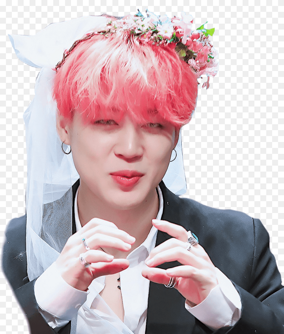 Flower Crown Bts Jimin Fansign, Adult, Wedding, Person, Woman Free Png Download