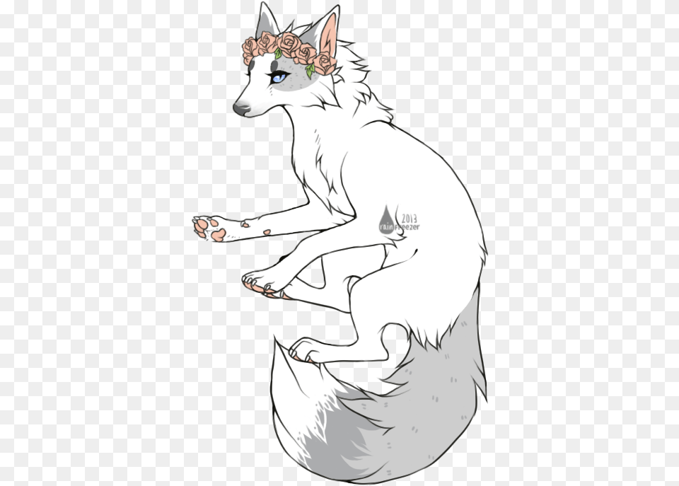 Flower Crown Drawing Tutorial At Getdrawings Anime Wolf With Flower Crown, Person, Publication, Book, Comics Png Image