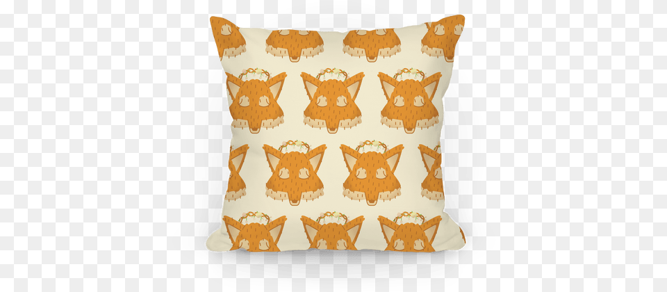 Flower Crown Fox Face Pattern Pillow Cushion, Home Decor Free Png