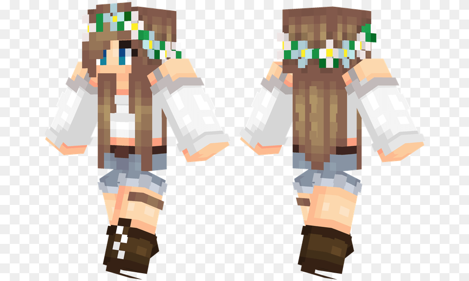 Flower Crown Minecraft Skin Girl Brown Hair, Baby, Person, Brick, Body Part Free Transparent Png