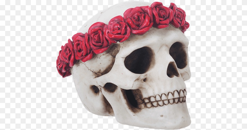 Flower Crown Skull Statue Skull With A Flowercrown, Head, Person, Flower Arrangement, Plant Free Transparent Png