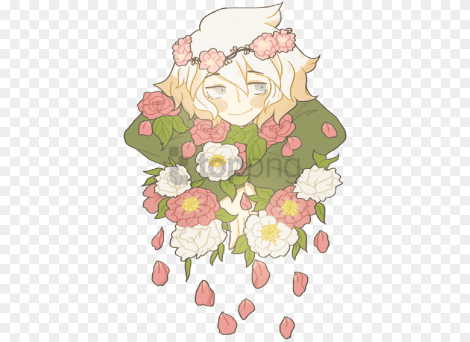 Flower Crown Tumblr Image With Nagito Komaeda Icon Fabart, Art, Pattern, Graphics, Floral Design Png