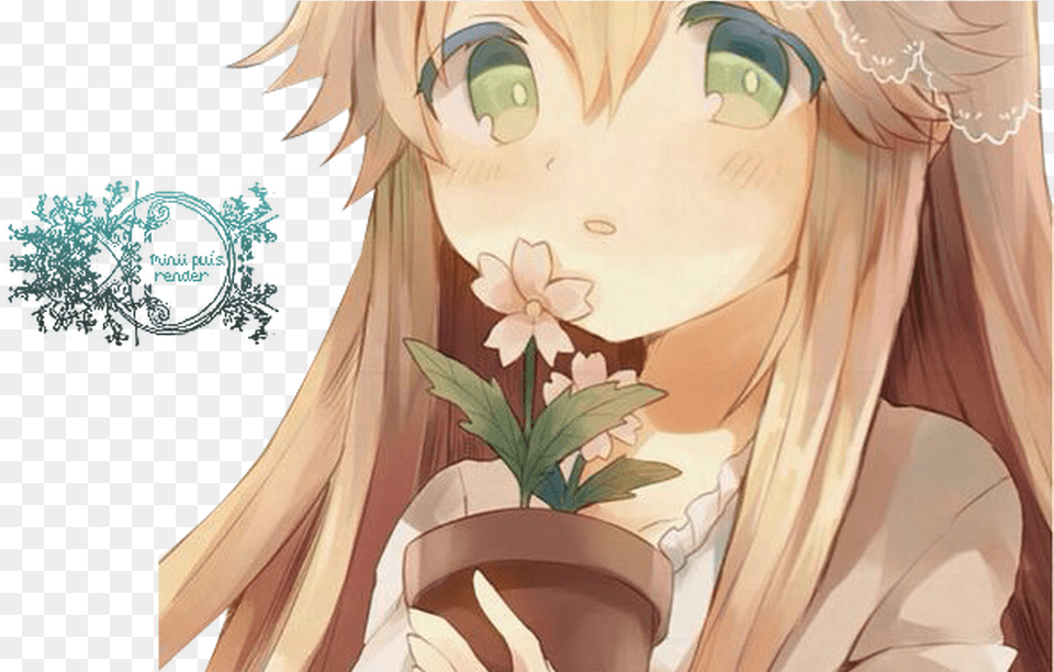 Flower Crown Tumblr Small Anime Girl Cute, Book, Publication, Comics, Adult Free Transparent Png