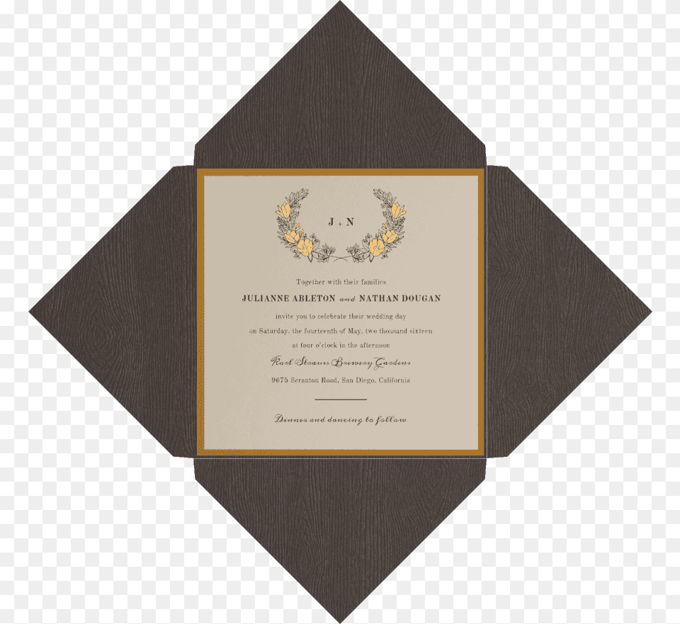 Flower Crown Wedding Invitation 45th Infantry Division, Text, Business Card, Paper, Plaque Png
