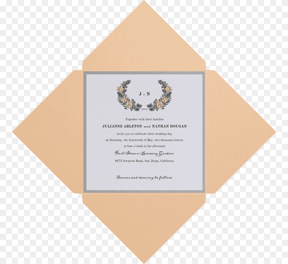 Flower Crown Wedding Invitation Camel, Advertisement, Poster, Business Card, Paper Png Image