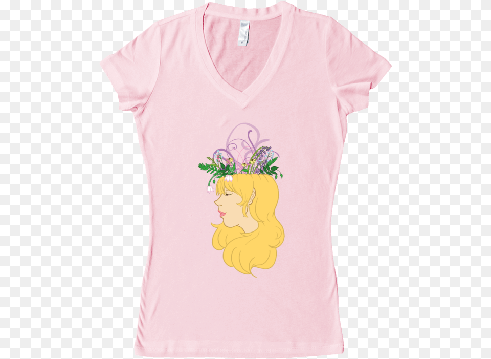 Flower Crown Women39s V Neck Peggy Zina, T-shirt, Clothing, Pattern, Head Png