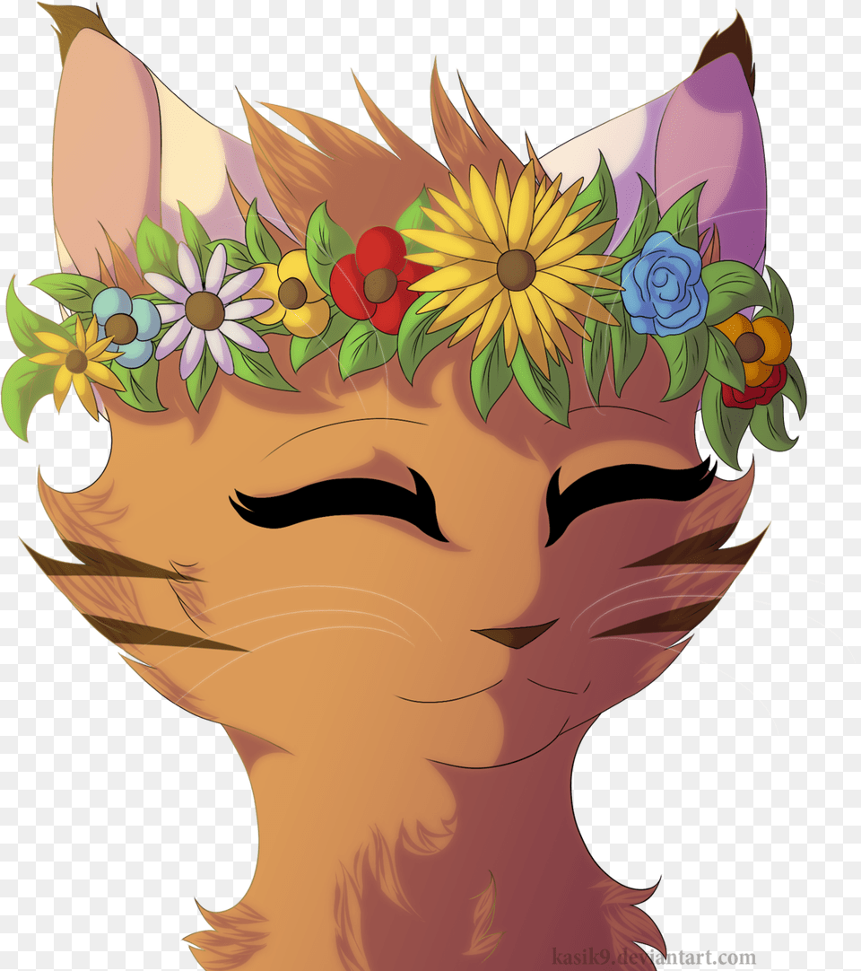 Flower Crowns Are Pretty By Kasik9 D8w38lb Cat Flower Crown Art, Graphics, Baby, Person, Pattern Free Png Download