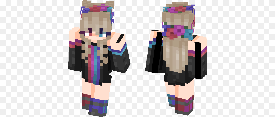 Flower Crowns Kyria Ombre Hair Minecraft Girl Skin Full Minecraft Flower Crown Skin, Person, Clothing, Dress, Formal Wear Free Transparent Png