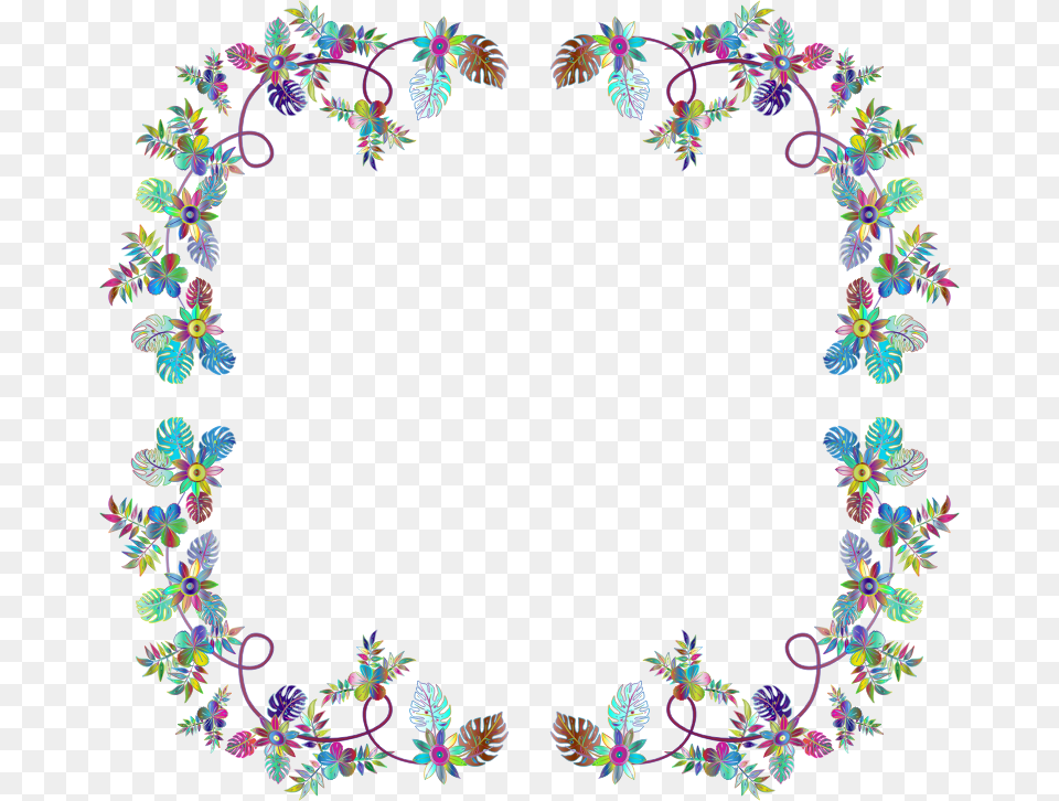 Flower Decoration By Fractalbee Prismatic Frame Picture Frame, Pattern, Plant, Art, Floral Design Png Image