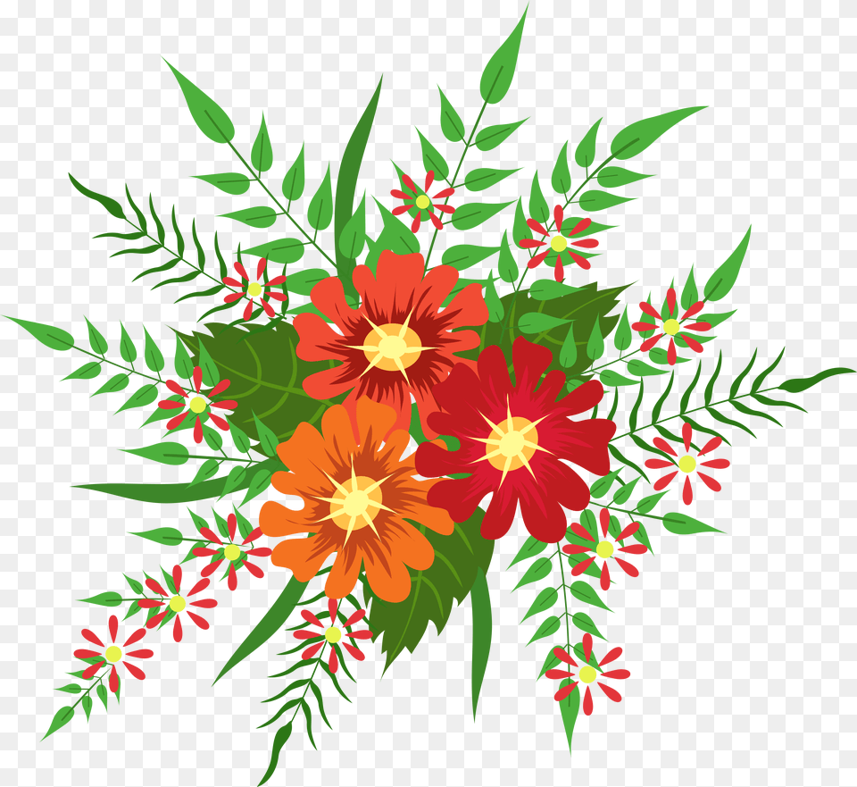 Flower Decorations Red Orange Flower Clip Art, Floral Design, Graphics, Pattern, Plant Free Png