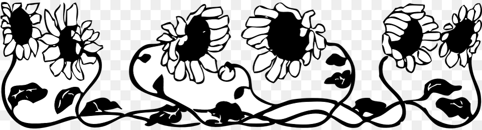 Flower Design Border Black And White Gallery 84 Images Sunflower Border Black And White, Stencil, Adult, Female, Person Free Transparent Png