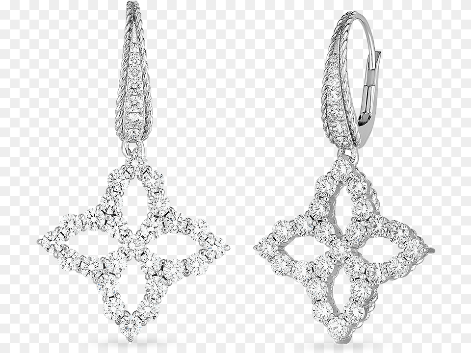 Flower Diamond Hanging Earrings, Accessories, Earring, Gemstone, Jewelry Free Png Download