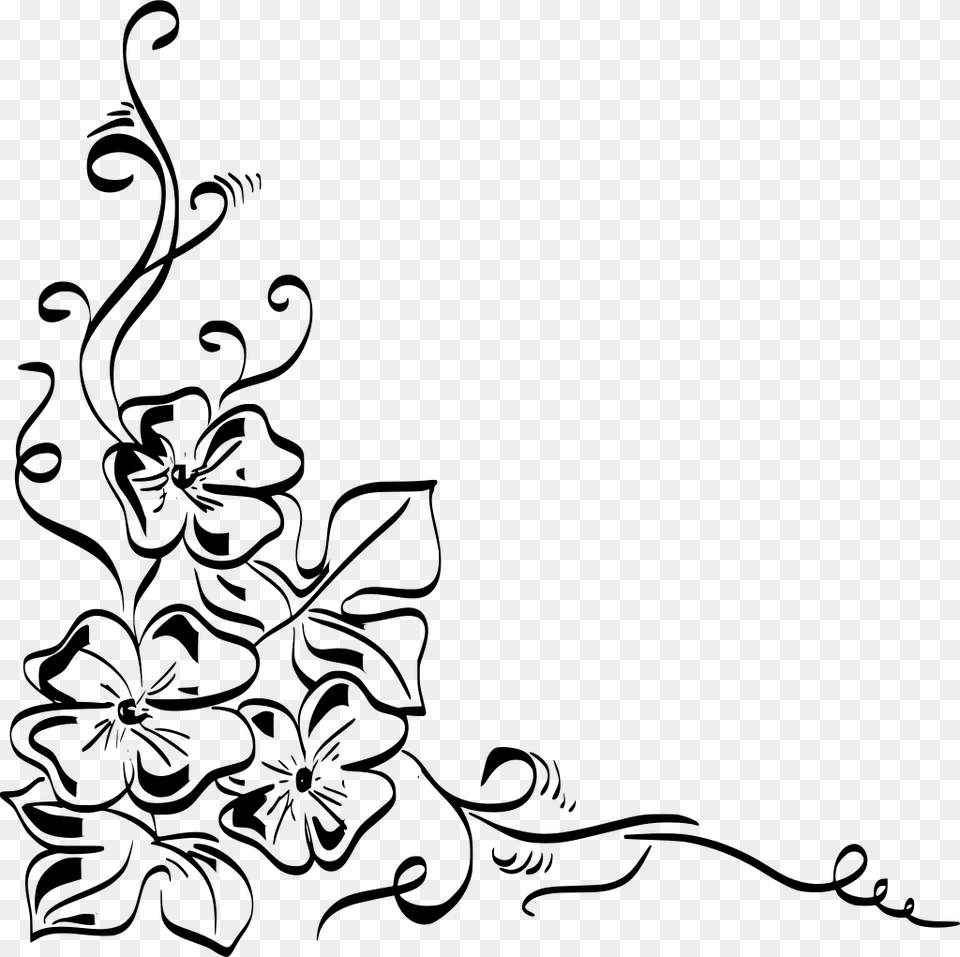 Flower Drawing For Decoration, Gray Free Png Download