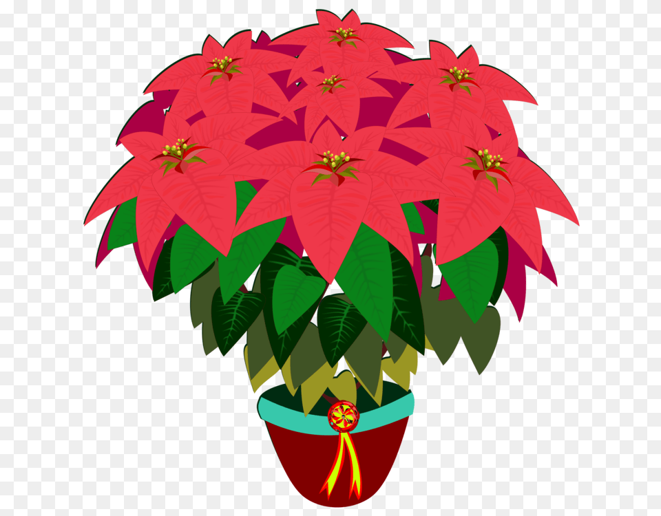 Flower Drawing Poinsettia Digital Image, Plant, Potted Plant, Leaf, Pottery Free Transparent Png