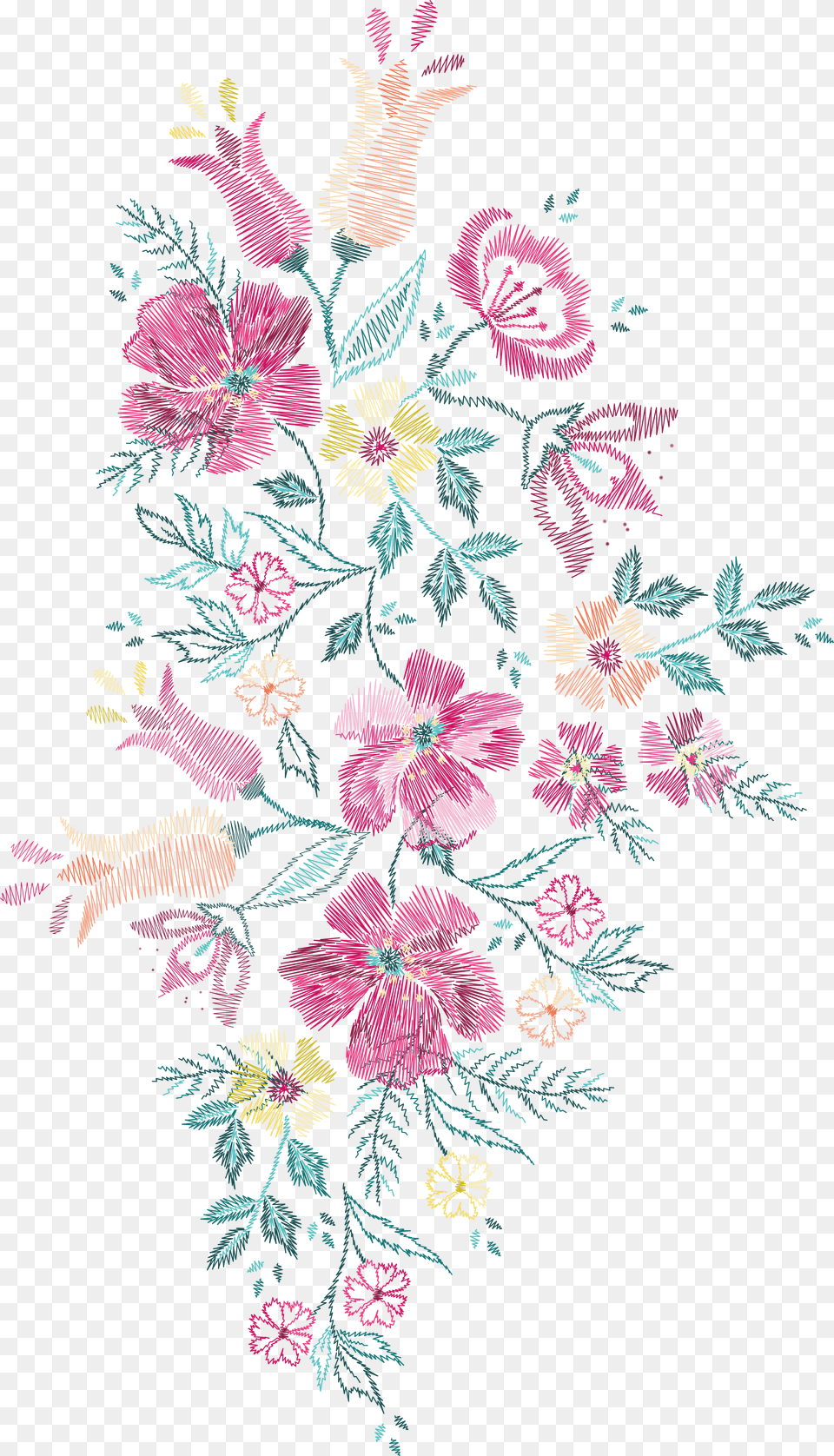 Flower Embroidery Euclidean Vector Floral Design Embroidery With Transparent Background, Pattern, Art, Floral Design, Graphics Free Png Download