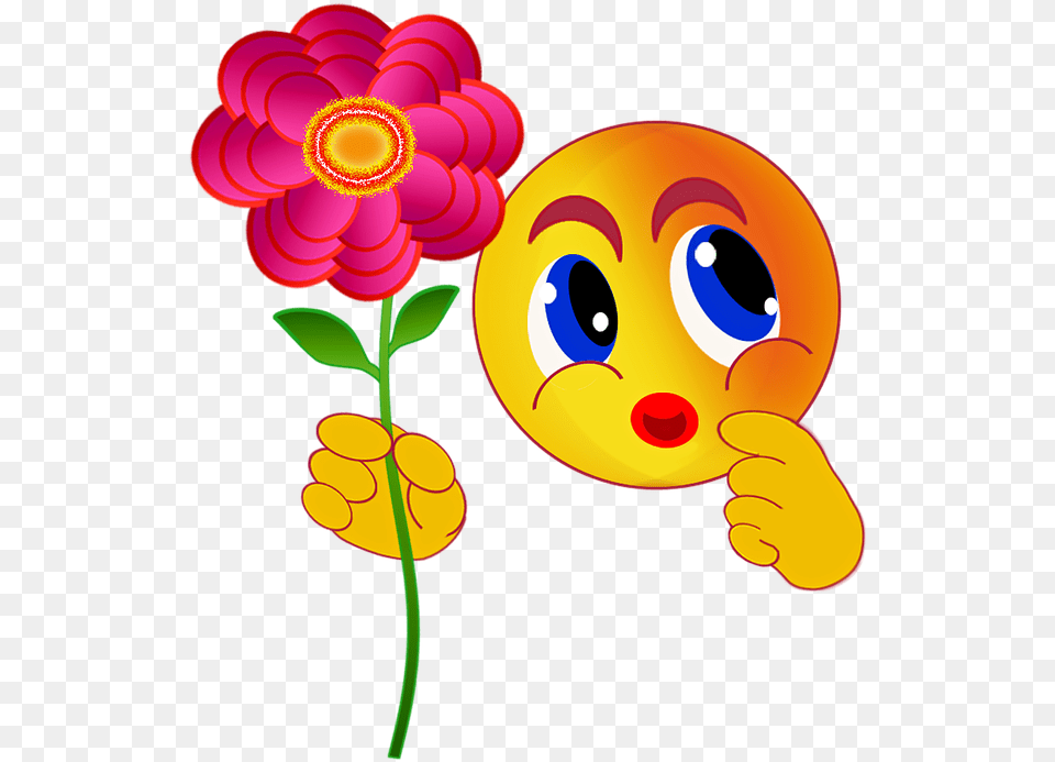 Flower Emoji Icons Emoticon Flor Full Size Download Emoticon Flor, Face, Head, Person, Art Free Transparent Png