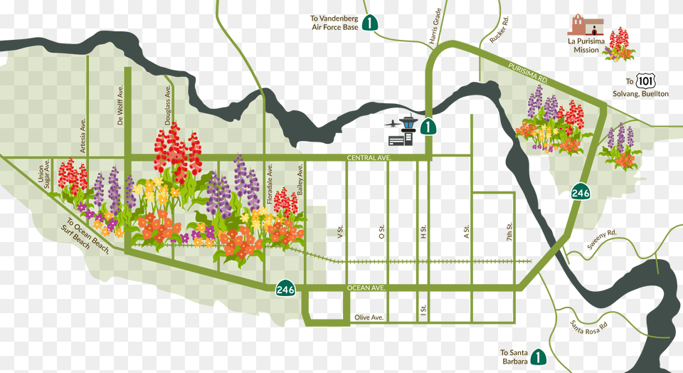 Flower Fields Lompoc California Map, Land, Nature, Neighborhood, Outdoors Png