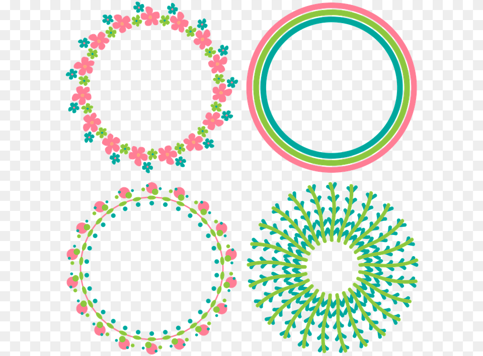 Flower Floral Botanical Flower Frame Border Circular Design Pattern, Accessories, Jewelry, Necklace, Embroidery Png