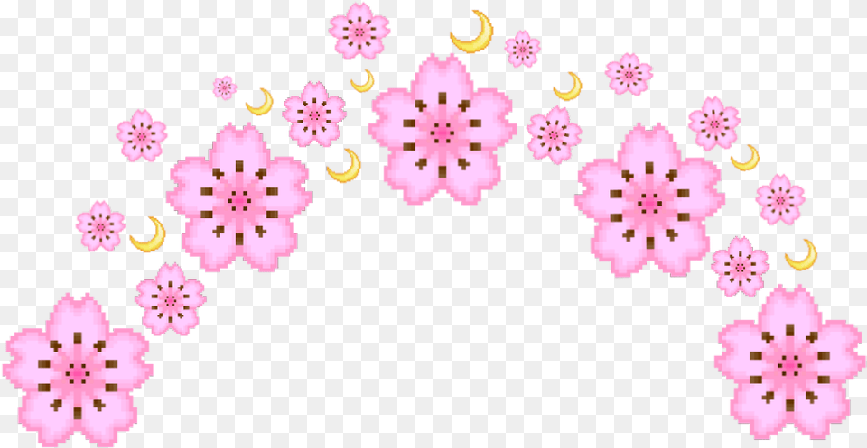 Flower Flowers Emoji Pink Moon Moons Pixel Yellow, Plant, Petal, Cherry Blossom Png