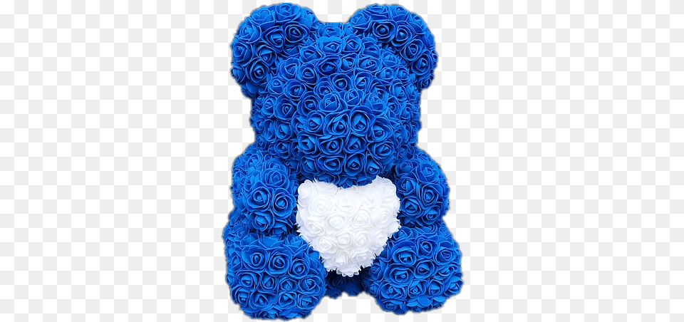 Flower Foam Bear Dark Blue With White Heart Plt By M White And Dark Blue Teddy Bear, Cushion, Home Decor, Birthday Cake, Cake Free Png Download