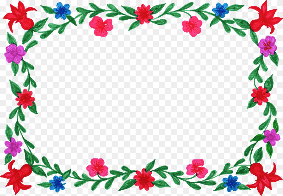Flower Frame Colorful Rectangle Transpa Onlygfx Flowers Photo Frames, Art, Floral Design, Graphics, Pattern Png Image