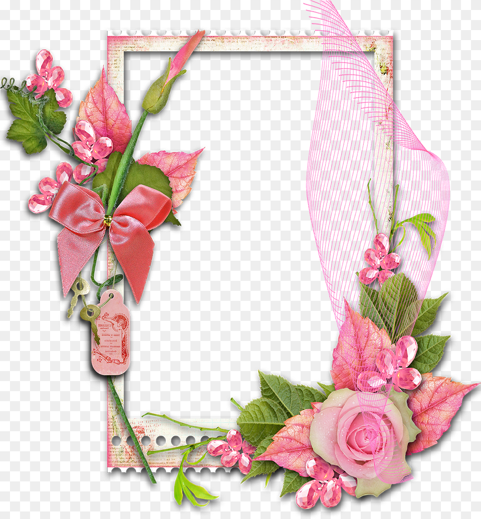 Flower Frame Text Background Paper Background Cadre Fleuri Rose, Plant, Flower Arrangement, Flower Bouquet, Art Free Transparent Png