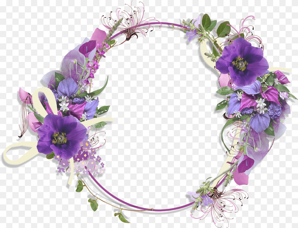 Flower Frame Vector Purple Flower Circle Border, Accessories, Plant, Art, Floral Design Free Png Download