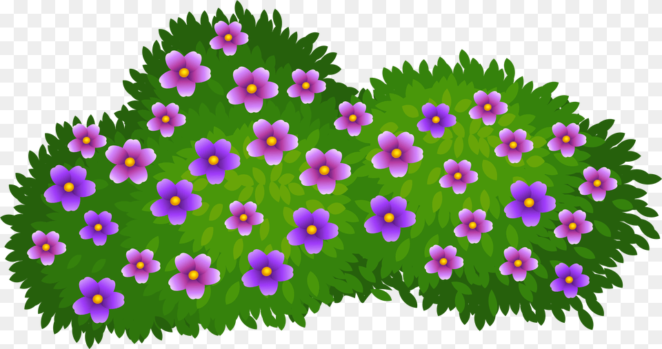 Flower Garden Clipart Download Flower Bush Clip Art, Anemone, Plant, Purple, Pattern Png
