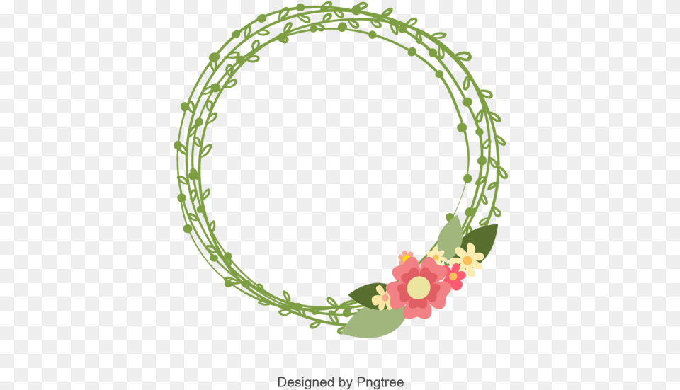 Flower Garland Border Green Circle Frame, Accessories, Bracelet, Jewelry, Plant Png Image