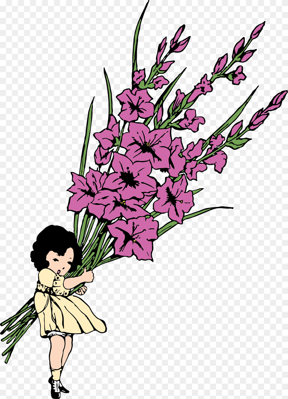 Flower Girl Big Image Flowers Silhouette, Art, Plant, Graphics, Purple Free Png Download