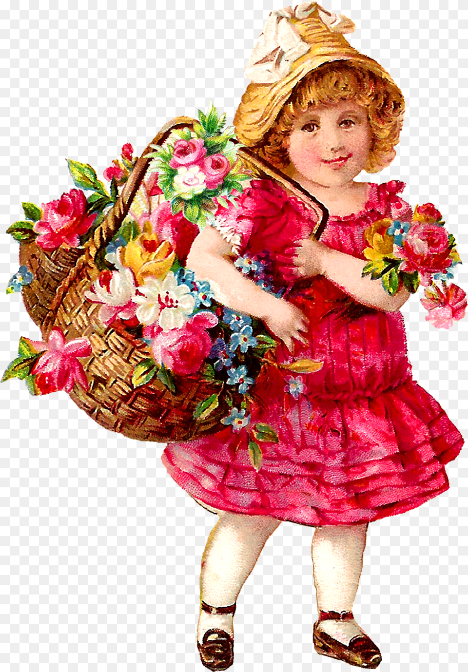 Flower Girl Download, Flower Bouquet, Flower Arrangement, Hat, Clothing Png Image