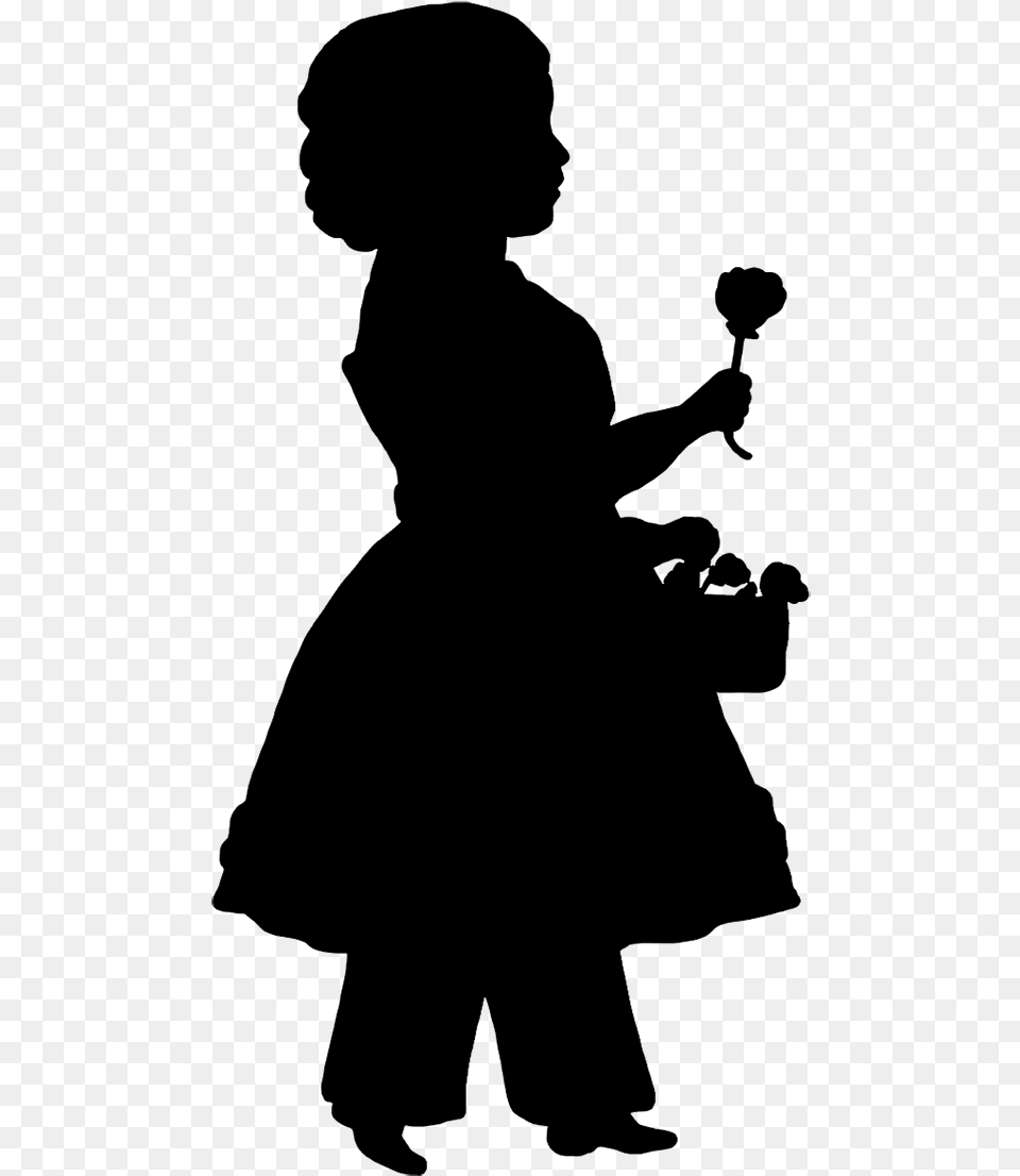Flower Girl Silhouette, Gray Png Image