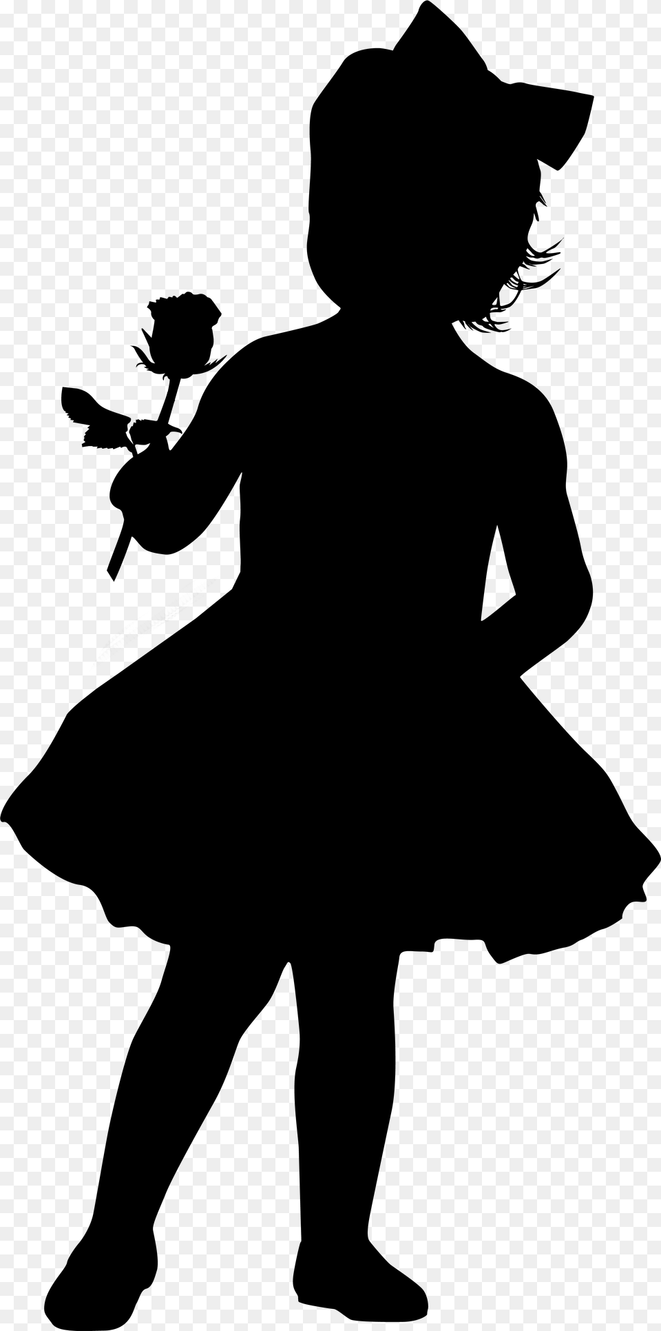 Flower Girl Silhouette, Gray Free Transparent Png