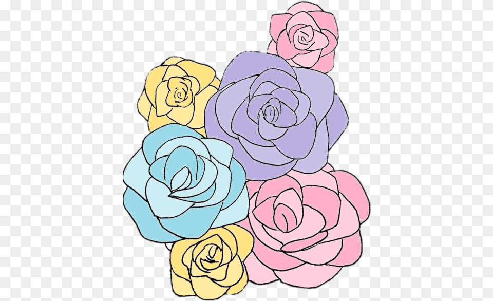 Flower Grunge Kawaii Floribunda, Plant, Rose, Art, Drawing Png