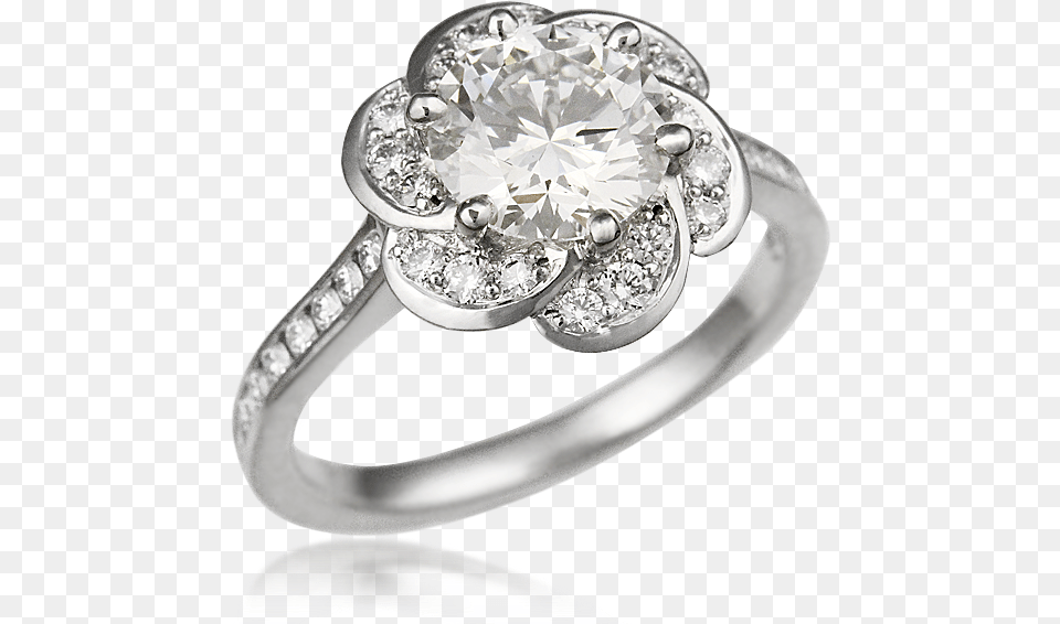 Flower Halo Knot Engagement Ring Pre Engagement Ring, Accessories, Jewelry, Silver, Diamond Free Png Download